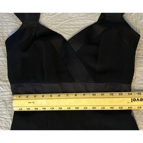 Vintage Cache Sz 4 Black Halter Straps Silky Trim Front Slit Lined Bandage Maxi - Picture 8 of 16